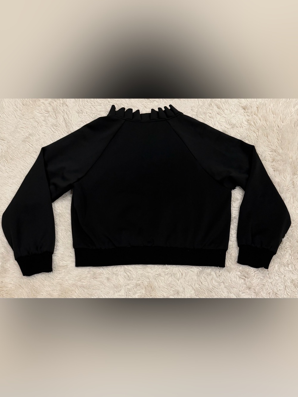 SSYS The Label Black Scuba Ruffle Neck Full Zip Jacket XL Stretch Athleisure - Picture 6 of 10